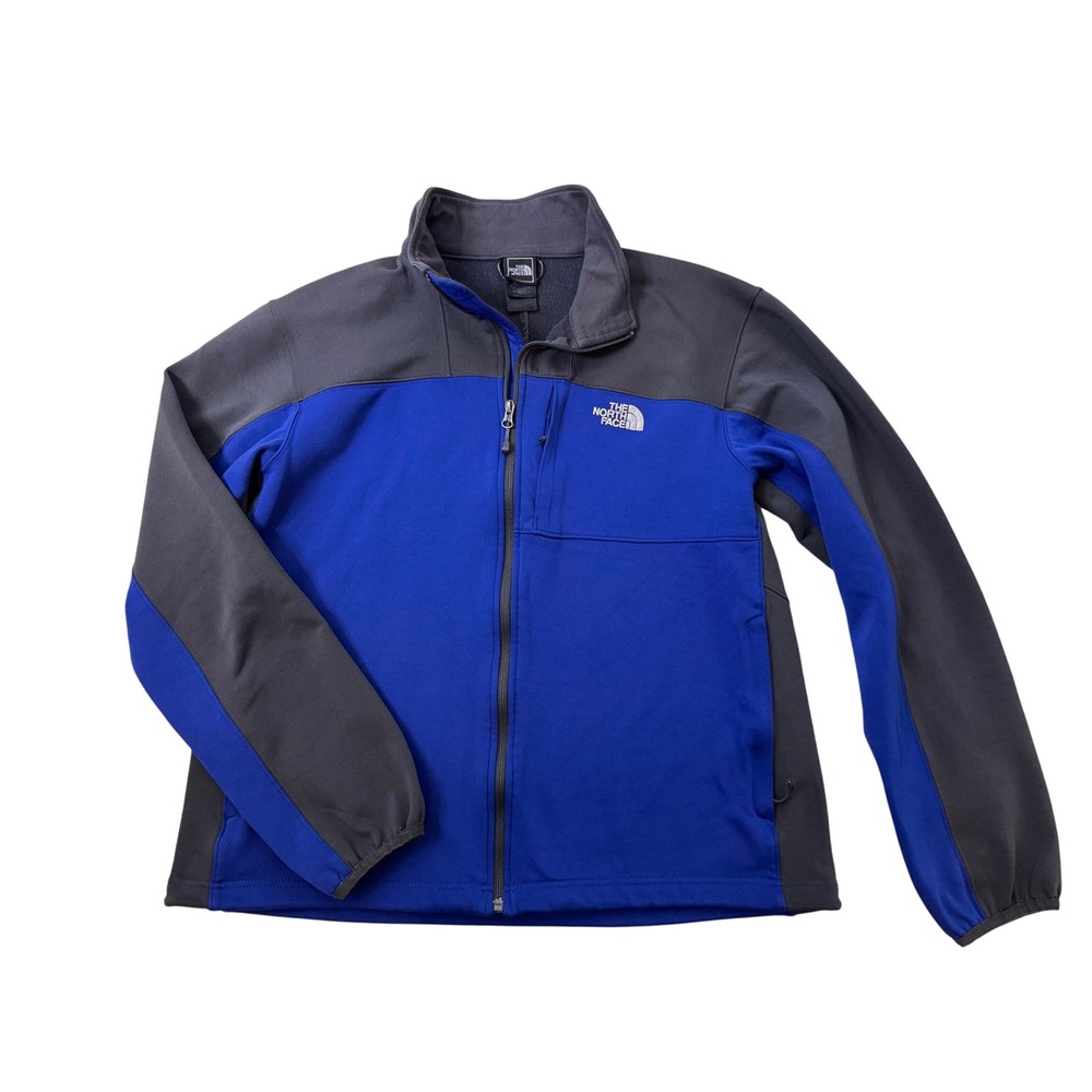 The North Face Mens XL Blue Grey Softshell Fleece Lined Full Zip Jacket T325